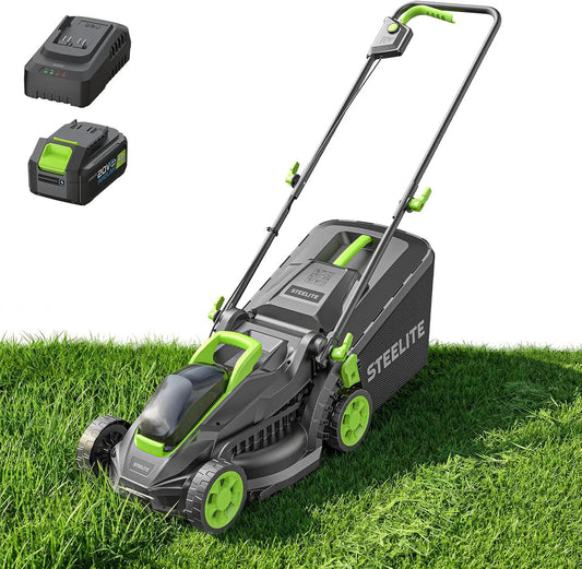 13"/17" Cordless Electric Lawn Mower — 2 Batteries Included