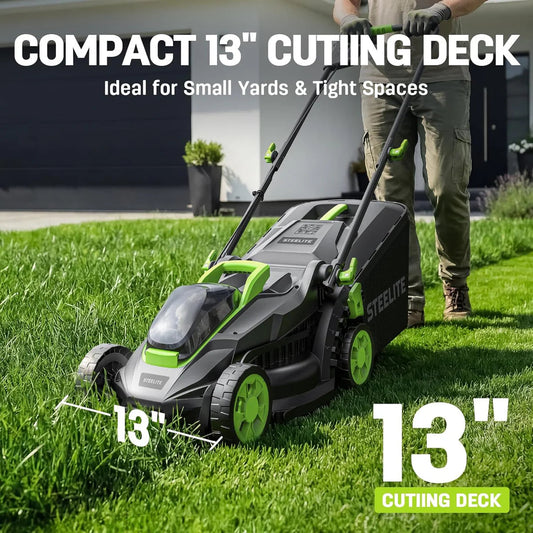 13"/17" Cordless Electric Lawn Mower — 2 Batteries Included
